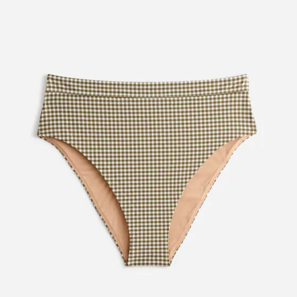 Madewell Green Gingham Bikini Bottom, Size Medium